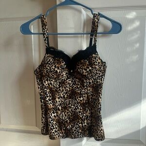 Vintage Charlotte Russe Leopard Print Corset Style Top